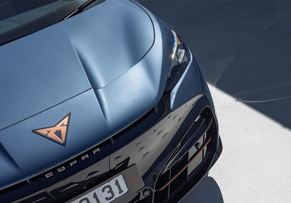 high angle photo of a CUPRA Formentor in a parking lot