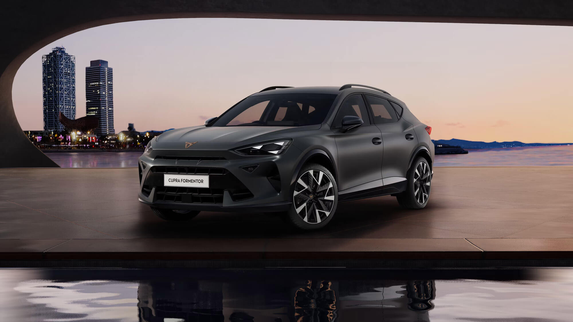 Front 3/4 render of a CUPRA Magnetic Tech matte paint finish