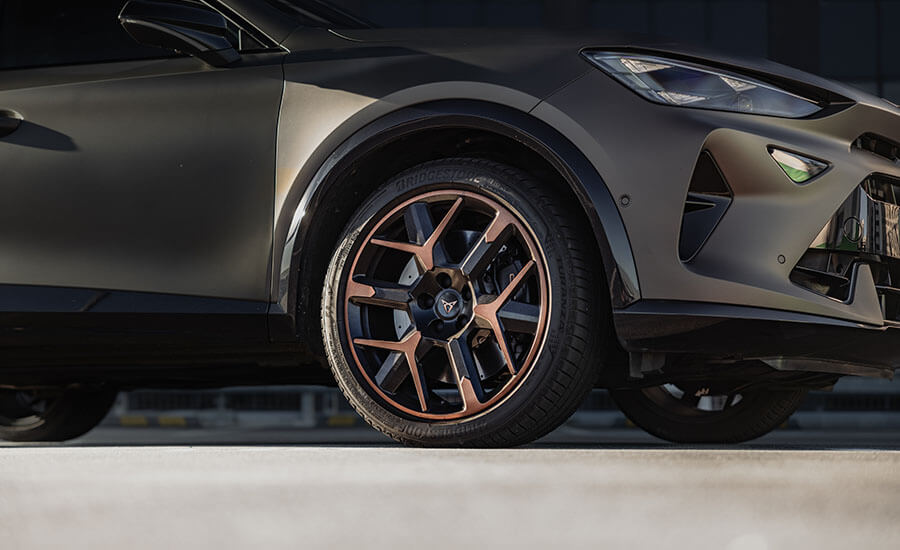 Close up of a Bronze CUPRA alloy wheels