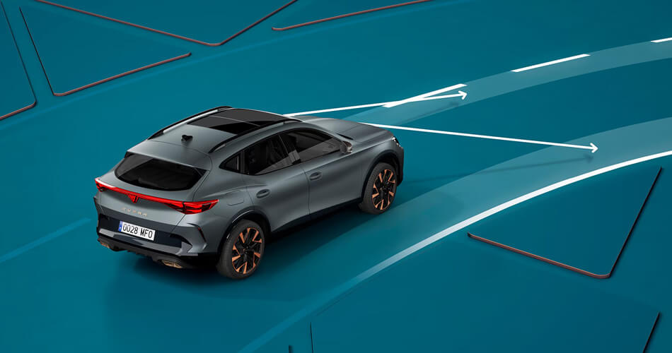 Graphic visualisation of a car scanning lanes