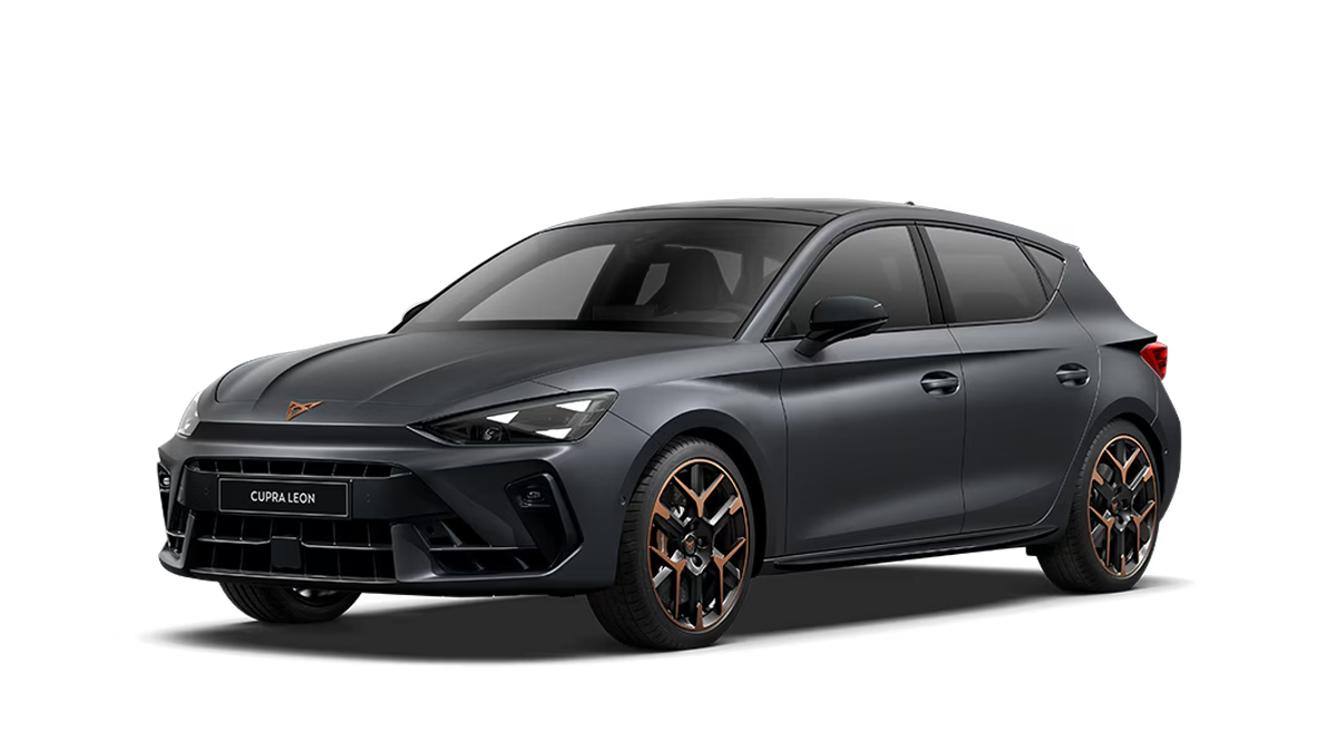 CUPRA Leon hatch render with a clear background