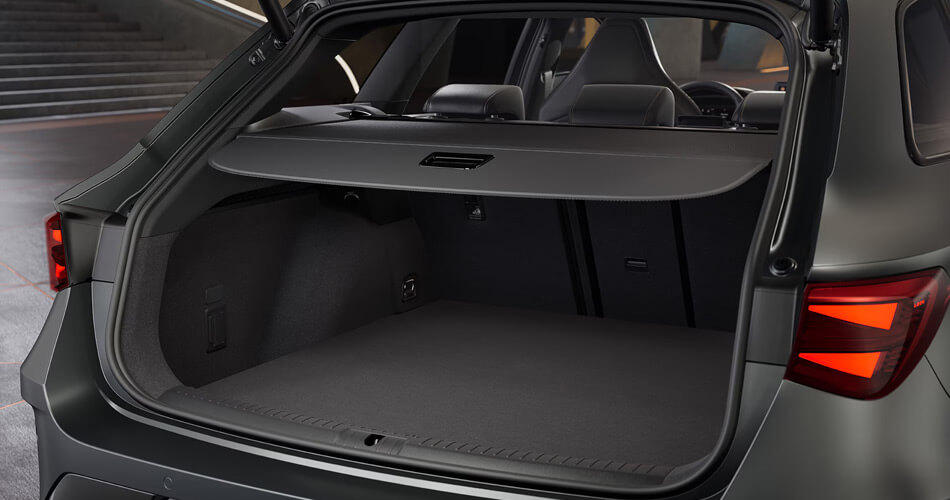 Rear of a sports cars boot open