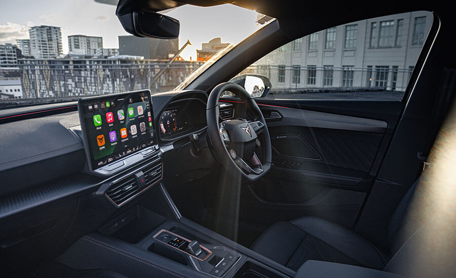 Right hand drive interior of a Leon Sports car