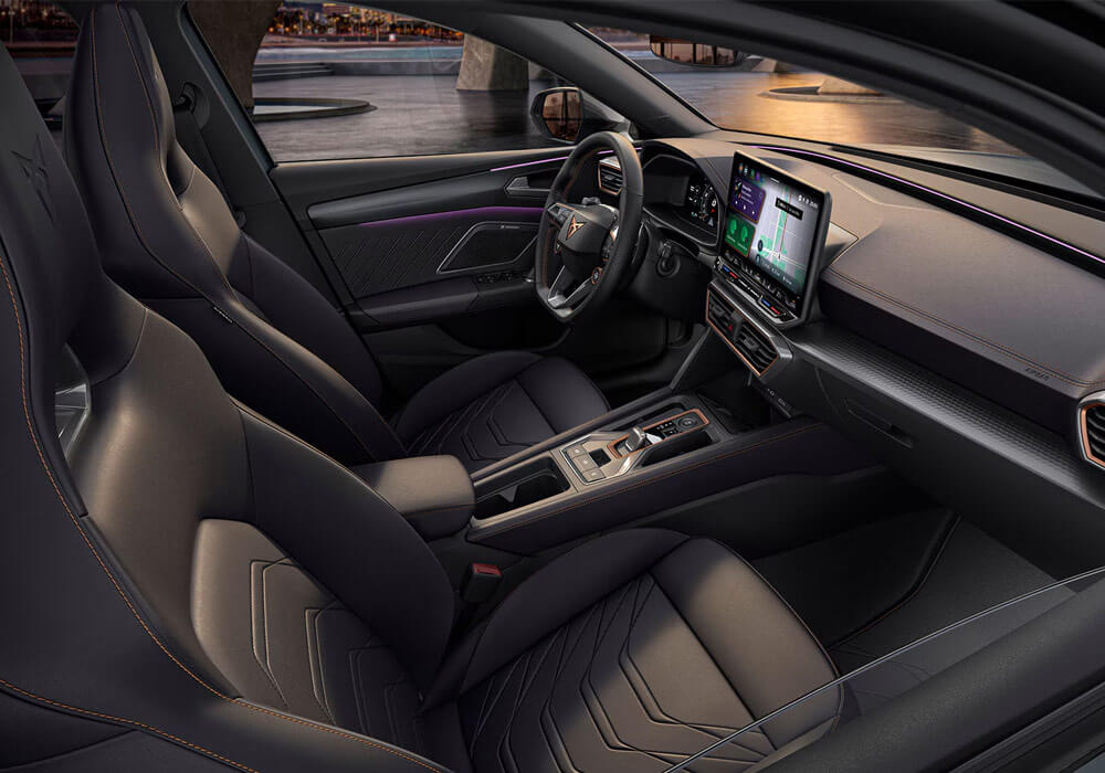 Left hand drive interior of a Eurpoean sports car