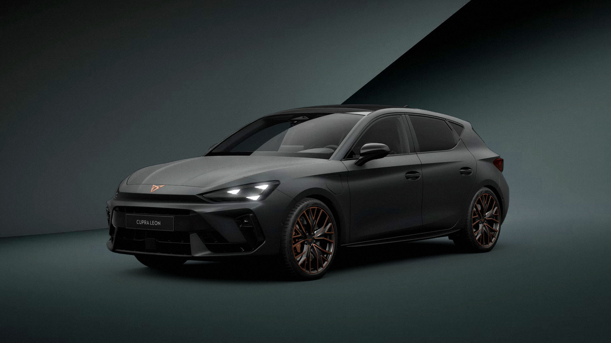Front 3/4 render of a CUPRA Magnetic Tech Matte paint finish