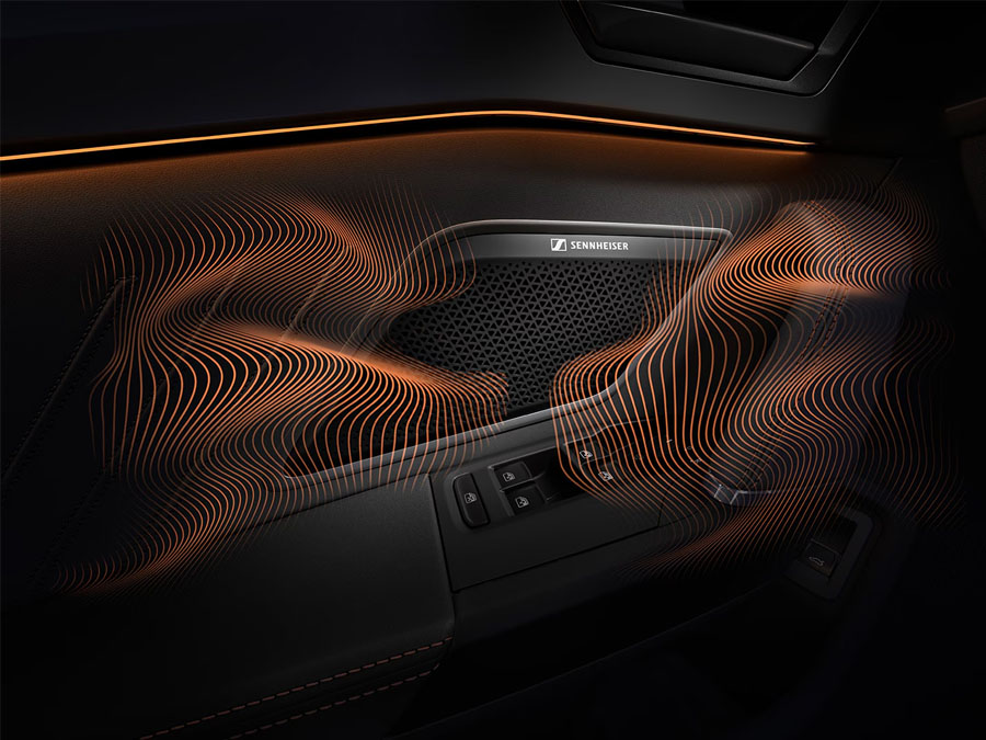 The new CUPRA Leon includes the Sennheiser Immersive Sound System to offer the perfect acoustic experience in every drive.