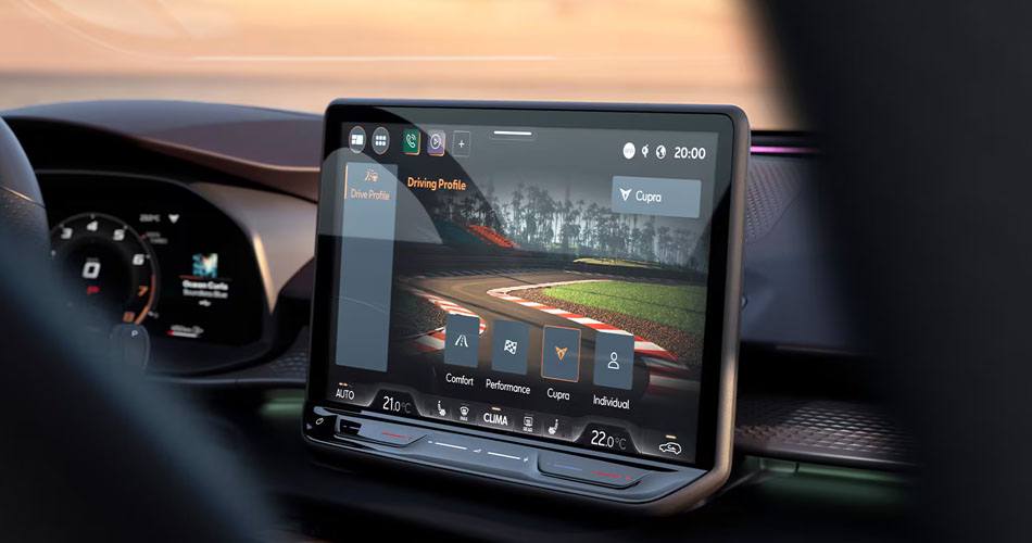 Infotainment screen in a CUPRA showing the DCC controls