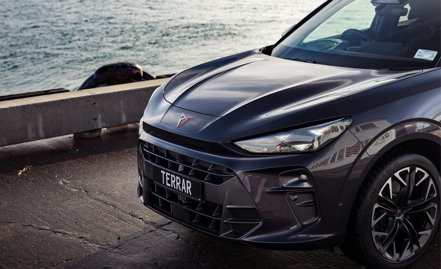 Front of a violet CUPRA sports SUV