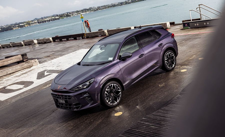 High angle photo of a violet CUPRA sports SUV