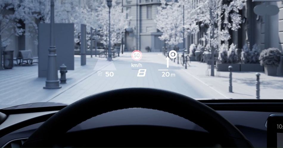 Visualisation of a heads-up display in a sports SUV