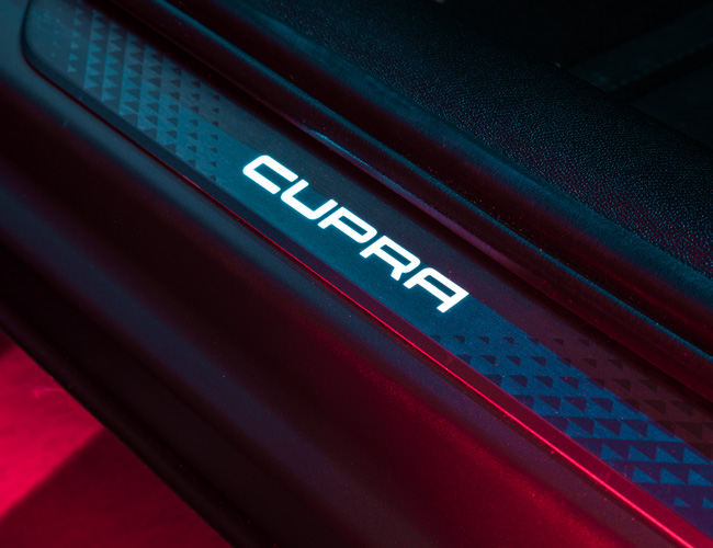 CUPRA logo on a car door sill