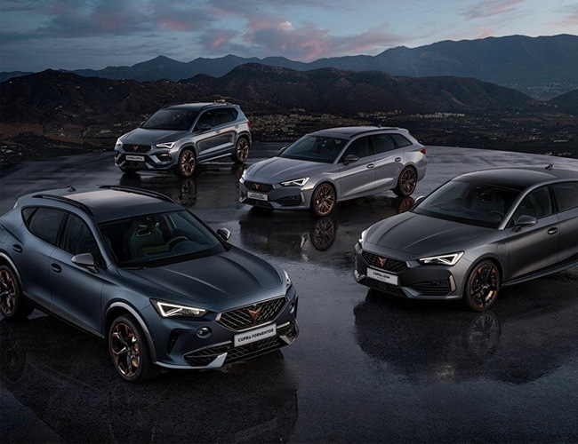 High angle photo of 4 CUPRA models