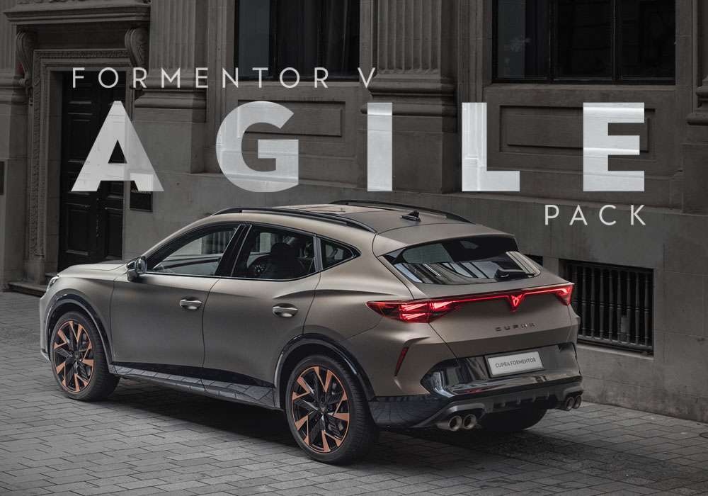 rear of a CUPRA Formentor with Agile pack words behind it