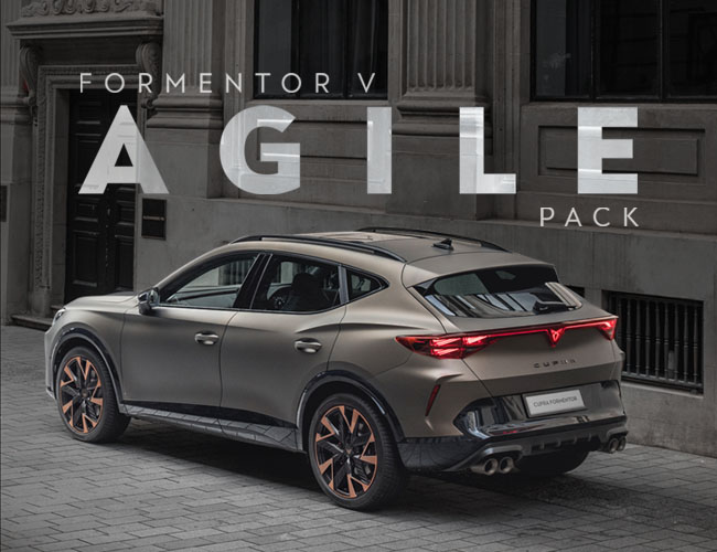 rear of a CUPRA Formentor with Agile pack words behind it