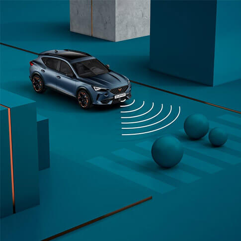 Pedestrian Protection. Complete safety. The CUPRA Formentor stops automatically to protect pedestrians.